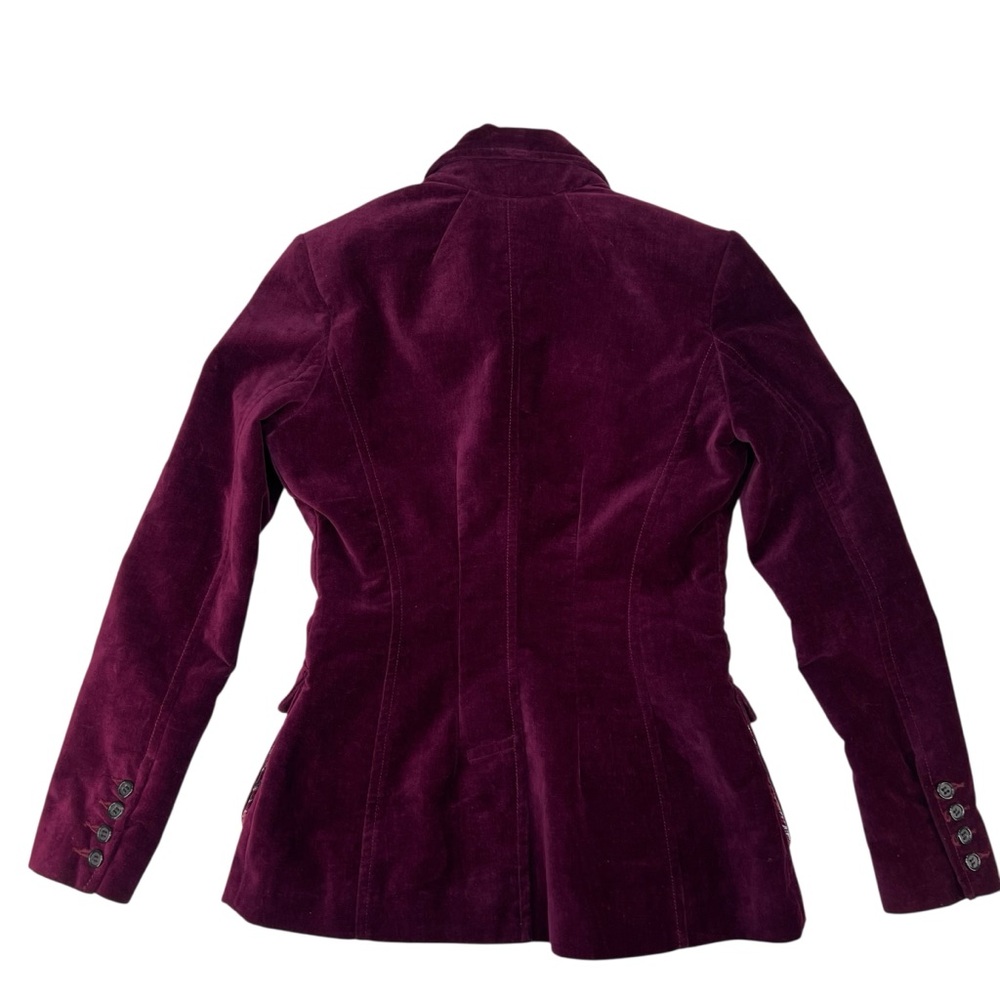 Anthropologie Plenty‎ Y2K Burgundy Velvet Blazer Jacket 4 - Picture 6 of 8